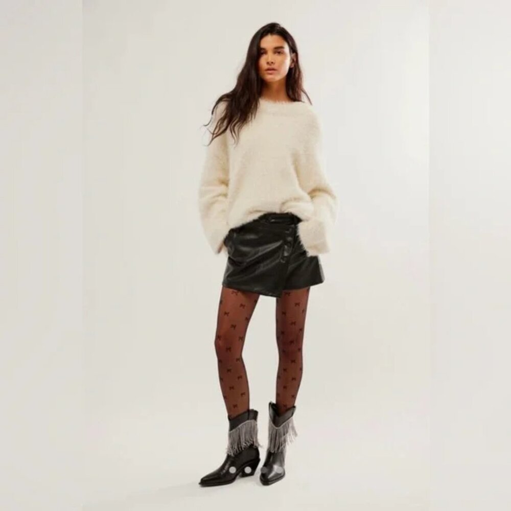 NWOT- Free People We The Free Black Wynne Vegan Skirt 30